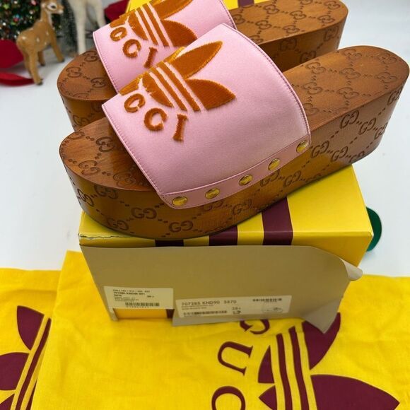 Women’s Gucci X Adidas, leather mules size 38.5 made in Italy - Picture 7 of 10